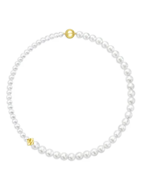 TASAKI 18K yellow gold M/G Tasaki Square Leaf freshwater pearl necklace White UFCN1362Y