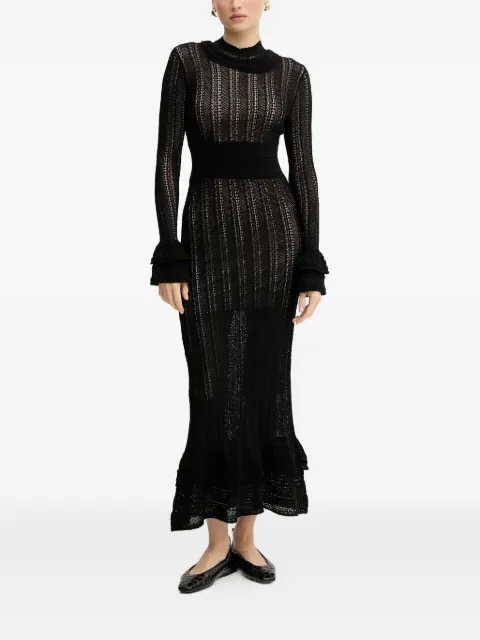 TWINSET ruffled knitted maxi dress Black 252TP3182