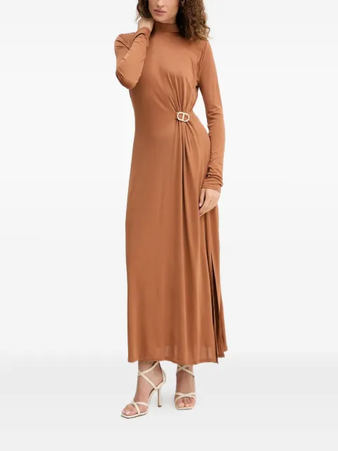 TWINSET buckle-detail long-sleeve maxi dress Brown 252TP2024