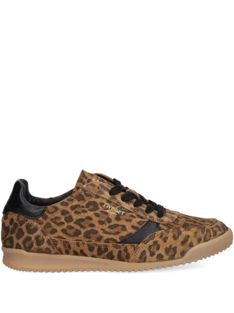 TWINSET leopard-print panelled sneakers Brown 252TGT020