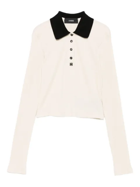 AMIRI ribbed-knit polo top Neutrals AWJYPO1011