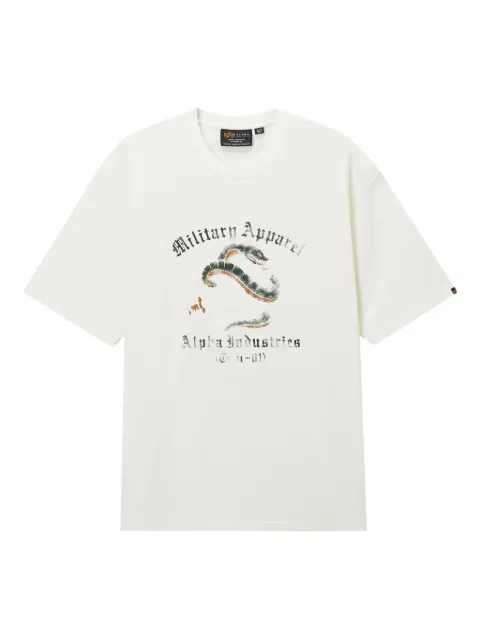 Alpha Industries snake-graphic cotton T-shirt White AITE0040