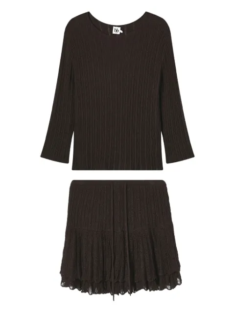 b+ab ribbed-knit mini skirt set Brown 5F310AS