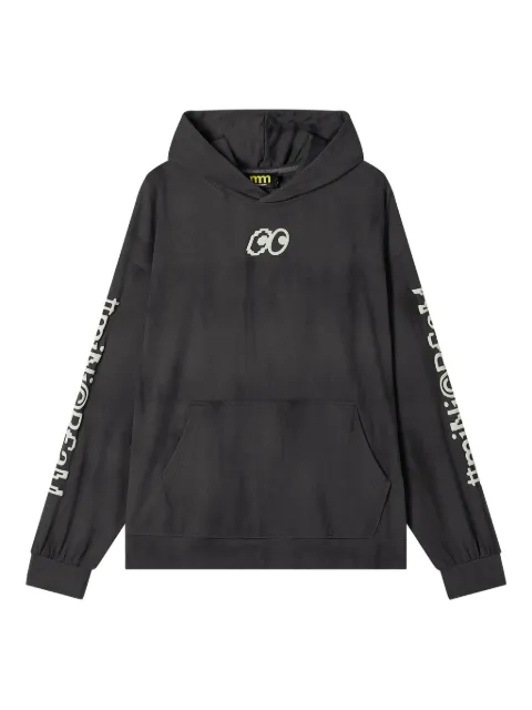 Mini Cream eye-embellished sleeve-print hoodie Grey 5FM612A