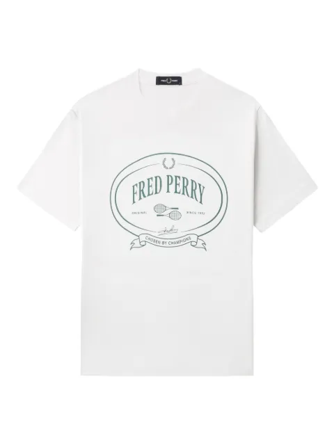 Fred Perry oval-logo cotton T-shirt White M1316