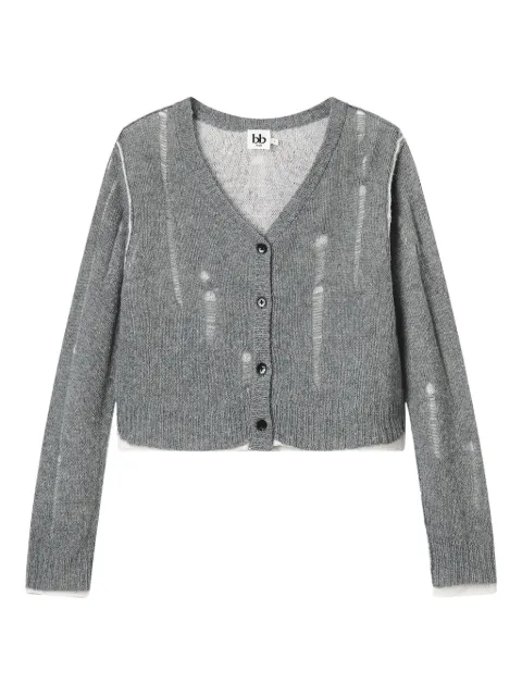 b+ab distressed-details V-neck cardigan Grey 5F304AS
