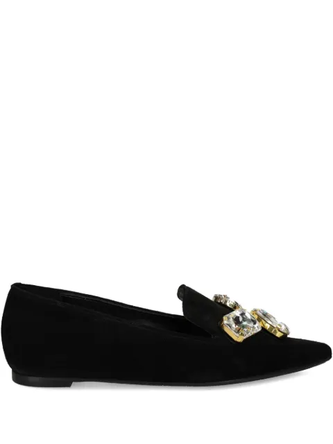 Ras pointed-toe crystal-embellished loafers Black 8208S