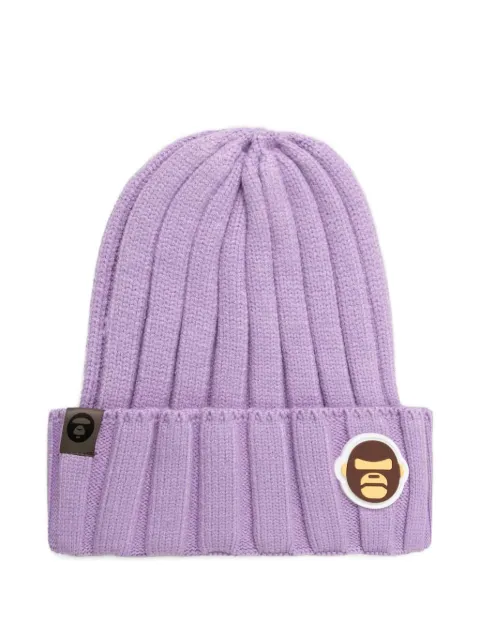 A BATHING APE® Aldo ribbed logo-patch beanie Purple AHT5245