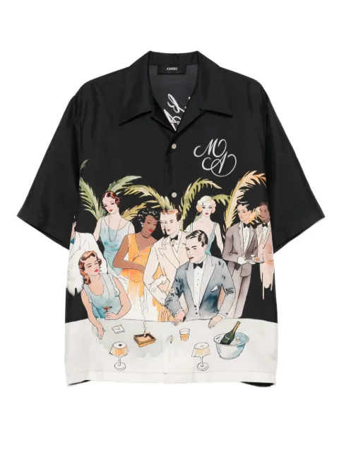 AMIRI illustration-print short-sleeve shirt Black AMSTCA1192