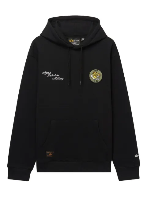 Alpha Industries tiger-patch embroidered-logo hoodie Black AISW1133