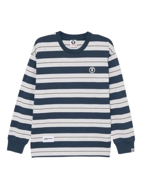 AAPE BY *A BATHING APE® logo-appliqué striped T-shirt Grey AAPLTM1718XXPNYE