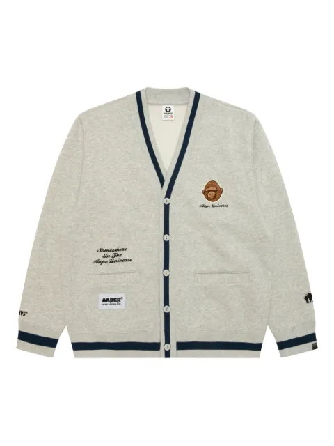 AAPE BY *A BATHING APE® embroidered-monkey buttoned cardigan Grey ASWC374XAP