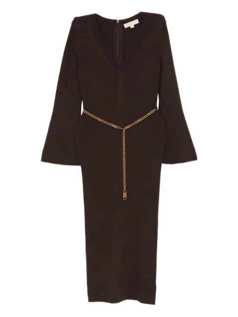 Michael Kors logo-chain midi dress Brown MF5835G4VR