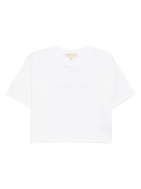 Michael Michael Kors logo studded cotton jersey T-Shirt White MF551TR2ZU