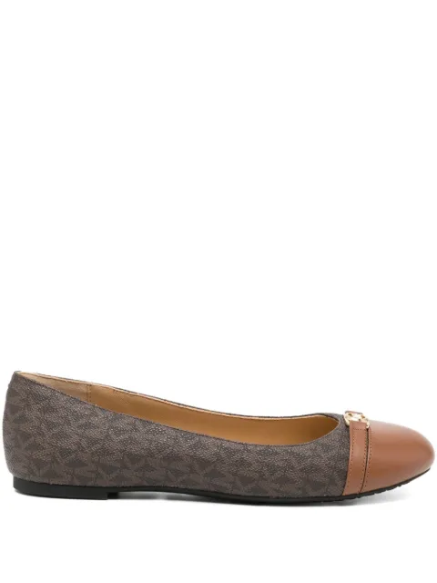 Michael Kors monogram-pattern logo-plaque ballet flats Brown 40F5MAFP1L