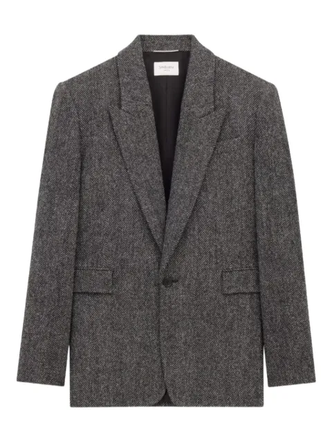 Saint Laurent herringbone-pattern wool blazer Black 837196Y3D06