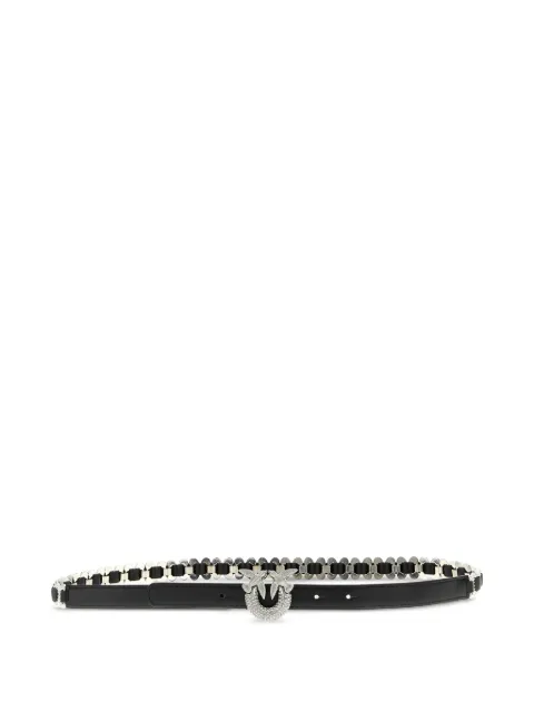 PINKO Love Birds rhinestone-embellished leather belt Black 105892A2XH