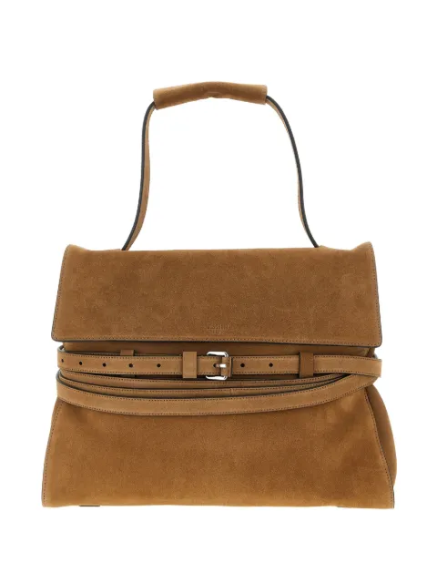 Moschino medium Tie Me belt-detail suede shoulder bag Brown MC4225PP1NOF0