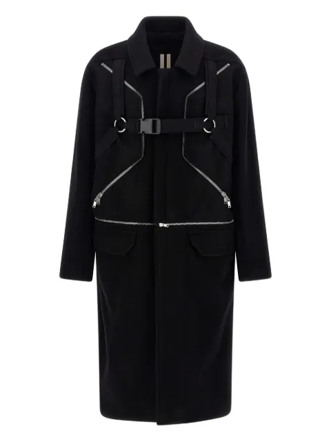 Rick Owens Blixa Jumbo Mac harness-detail zipped coat Black RR02E1903WSFER1