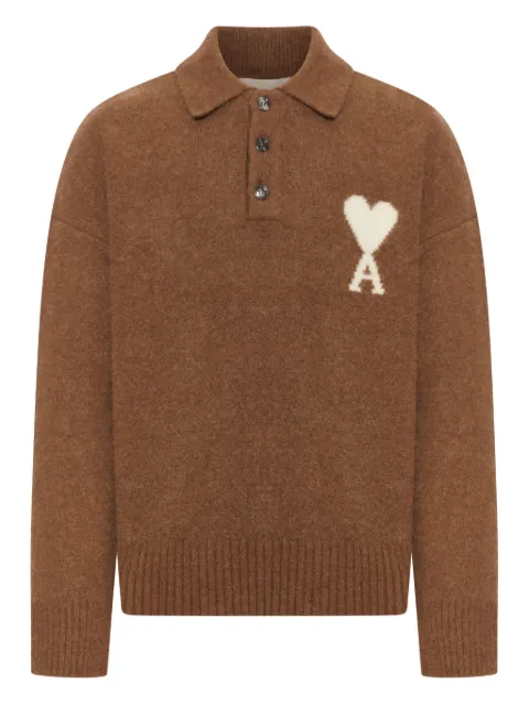 AMI Paris heart-logo sweater Brown UPL408KN0135