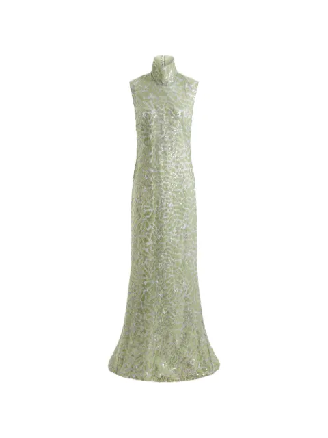 16Arlington Zegli lace sequinned gown Green G104AW2501