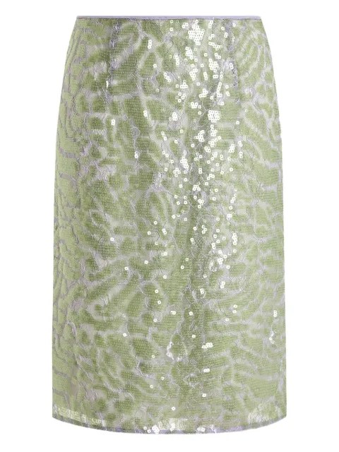 16Arlington Elice lace sequinned midi skirt Green SMD177AW2502