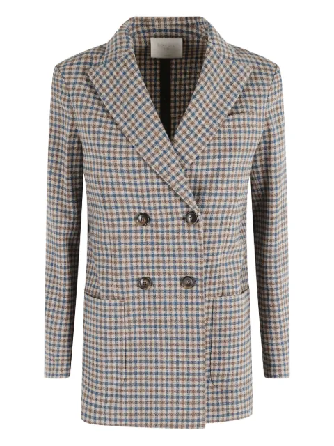 Circolo 1901 gingham-check double-breasted blazer Brown FD3741097