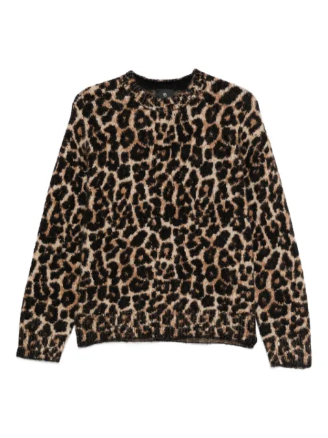 ANINE BING leopard-print crew-neck sweater Black A0911327