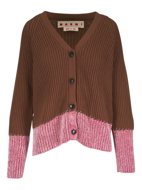 Marni ribbed v-neck cardigan Brown CDMD0429Q0UFH553