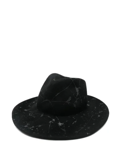Yesey crackle-print fedora hat Black MISTYDRIP