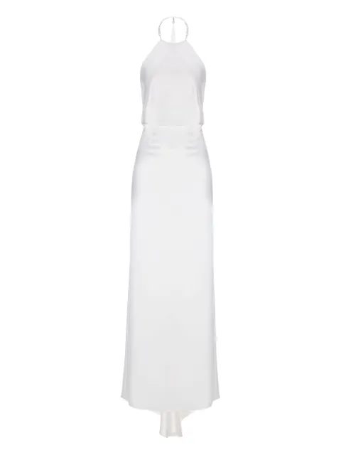 IL VOLO Jewel pearl-embellished halterneck dress White JEWELDRESS