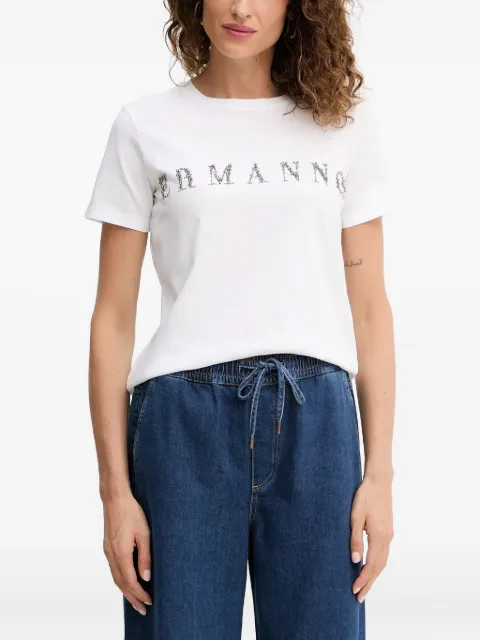 ERMANNO FIRENZE beaded-embellishment logo-lettering T-shirt White 57TL012EE2R