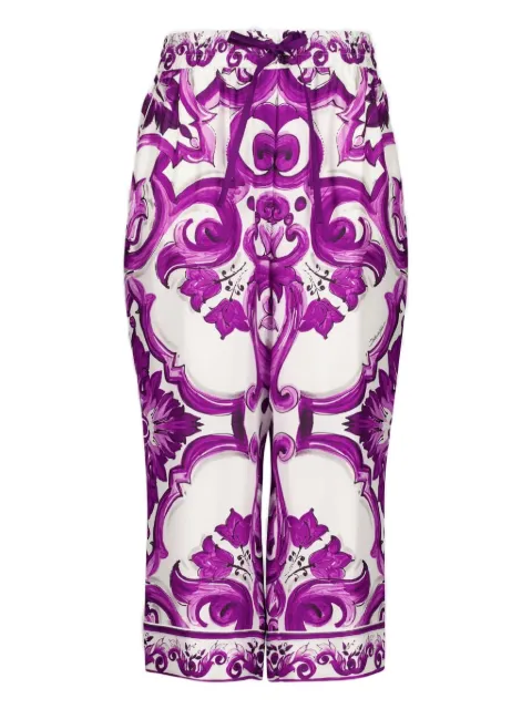 Dolce & Gabbana Majolica-print palazzo pants Purple FTDBOTHI1Y7