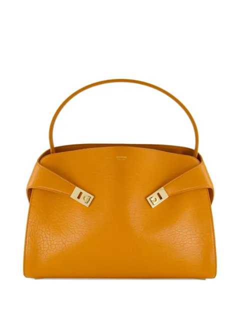 Ferragamo medium Hug maxi-grain leather shoulder bag Orange 787835