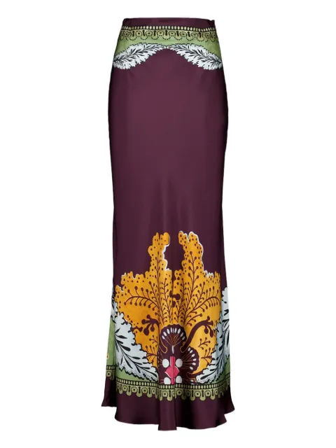 La DoubleJ placée-print maxi skirt Purple SKI0127SIL017BOU01RE07