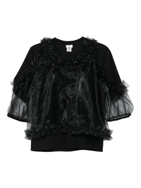 Noir Kei Ninomiya ruffled overlay top Black 3PT003W25