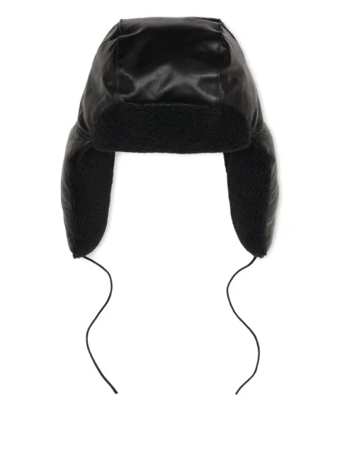 ROUGH. leather earflap beanie hat Black FW25RGH044