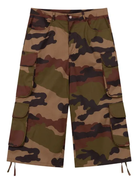 ROUGH. camouflage-pattern cargo-pockets shorts Green FW25RGH040