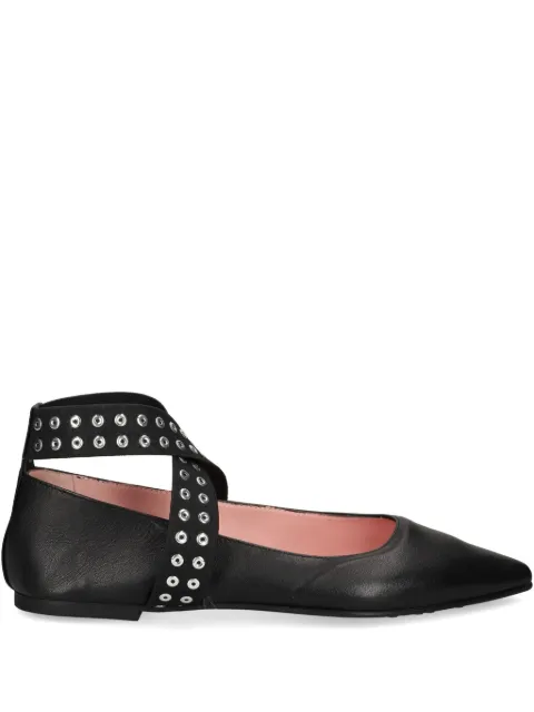 Pretty Ballerinas Kendall eyeleted cross-strap ballet flats Black 52769001