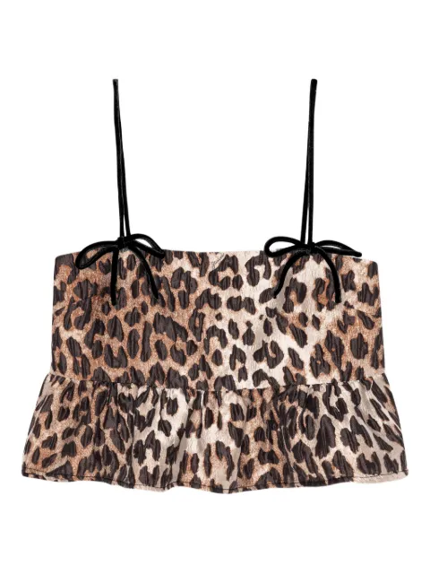 GANNI leopard-print top Brown W0203