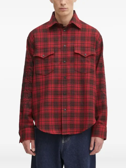 VETEMENTS plaid-pattern long-sleeve shirt Red UH76SH900BR