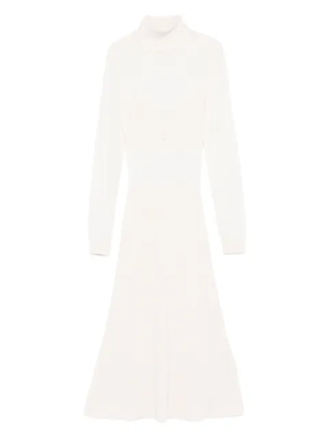 Elisabetta Franchi turtleneck ribbed dress White AM30S57E2