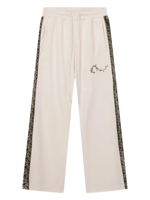 ROUGH. lace-insert side-stripe track pants White FW25RGH029