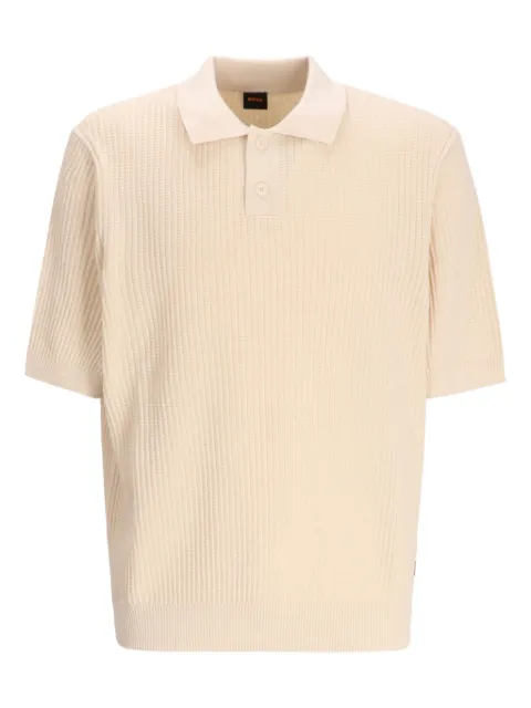 BOSS ribbed cotton polo-neck sweater Yellow 50543670