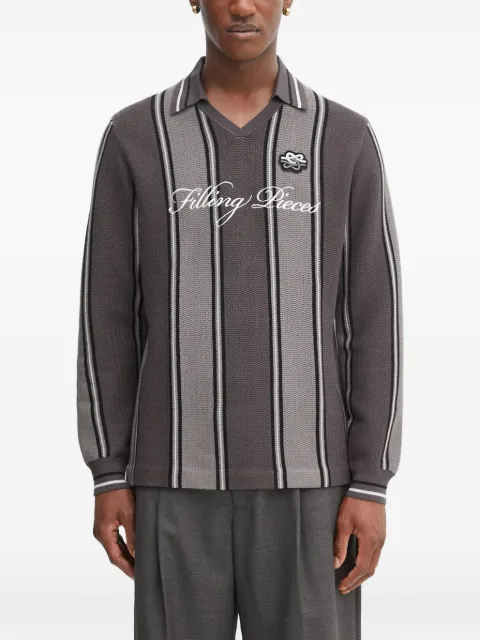 Filling Pieces striped v-neck sweater Grey 4225745132