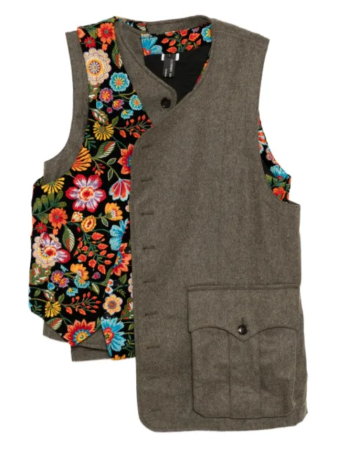 Comme des Garçons Homme Plus floral-embroidered gilet Green PPV003051