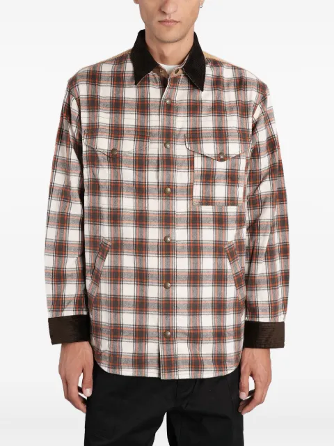Junya Watanabe MAN checked corduroy-paneled overshirt Neutrals WPB001W25