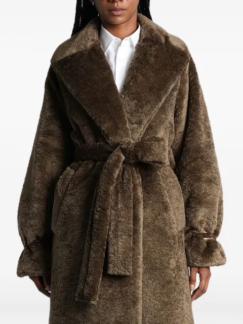 DARKPARK belted single-breasted teddy coat Green WOU20FAC11