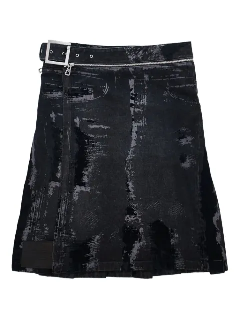 Jean Paul Gaultier flock-detail pleated skirt Black 2533FJU161D016