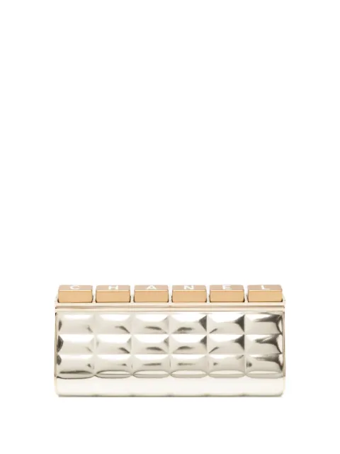 CHANEL Pre-Owned Keyboard Clutch Gold CHANELGOLDLETTEREDCLUTCH